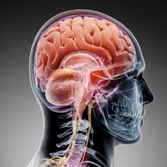 Transparent Human Head Side View With Visible Brain