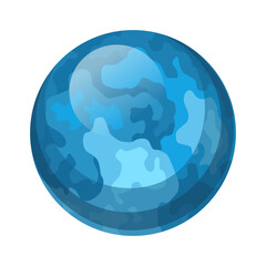A blue marble with a camouflage pattern on a white background