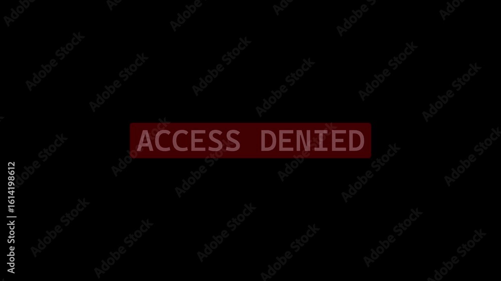 Poster video animation access denied text red rubber stamp attention icon animation hacked privacy data bei
