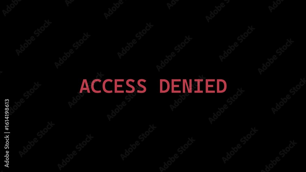 Aufkleber video animation access denied text red rubber stamp attention icon animation hacked privacy data bei