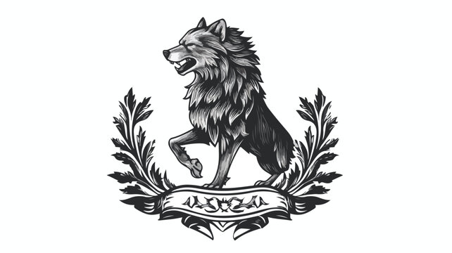 Wolf Heraldic Sign for Cards, Vector