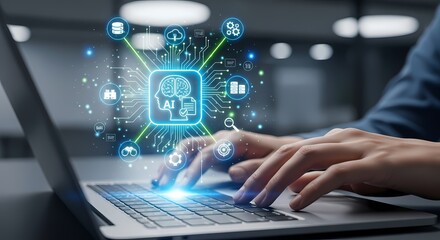 AI Artificial Intelligence Brain Computer Technology Digital Illustration