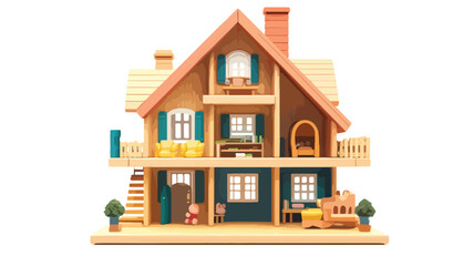 Handcrafted Wooden Toy House Display