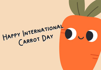 Happy International Carrot Day. Cute carrot vector illustration