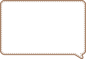茶色の角丸の長方形の吹き出し。内側に同色の破線が沿っている。かわいらしくて使いやすい。テキストスペース多め。