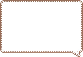 茶色の角丸の長方形の吹き出し。内側に同色の破線が沿っている。かわいらしくて使いやすい。テキストスペース多め。