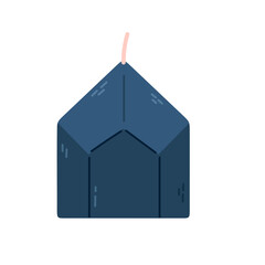 Dark blue geometric-shaped decorative candle without flame