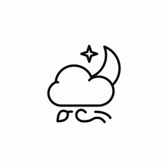 windy cloudy night icon sign vector