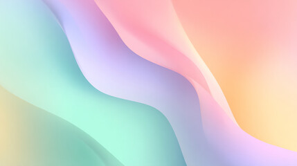 A soft blend of pastel rainbow colors flows in gentle waves, creating an ethereal background