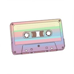 Obraz premium Pastel Rainbow Cassette Tape Illustration