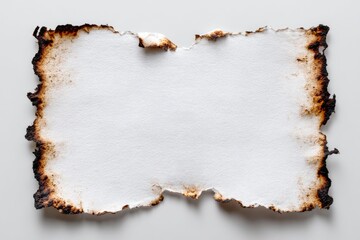 Burned paper texture, isolated on white background; design element