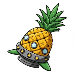 Fototapeta premium Whimsical Pineapple Spaceship Illustration