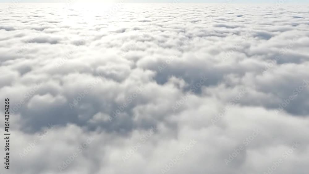 Poster aerial view of dense white clouds forming a continuous undulating surface