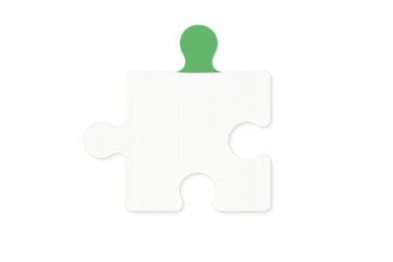 Green puzzle piece standing out from transparency, symbolizing collaborative problem-solving and interconnected solutions