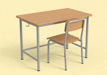 Classroom, Minimalist Student Desk: Functional and Modern Design.
