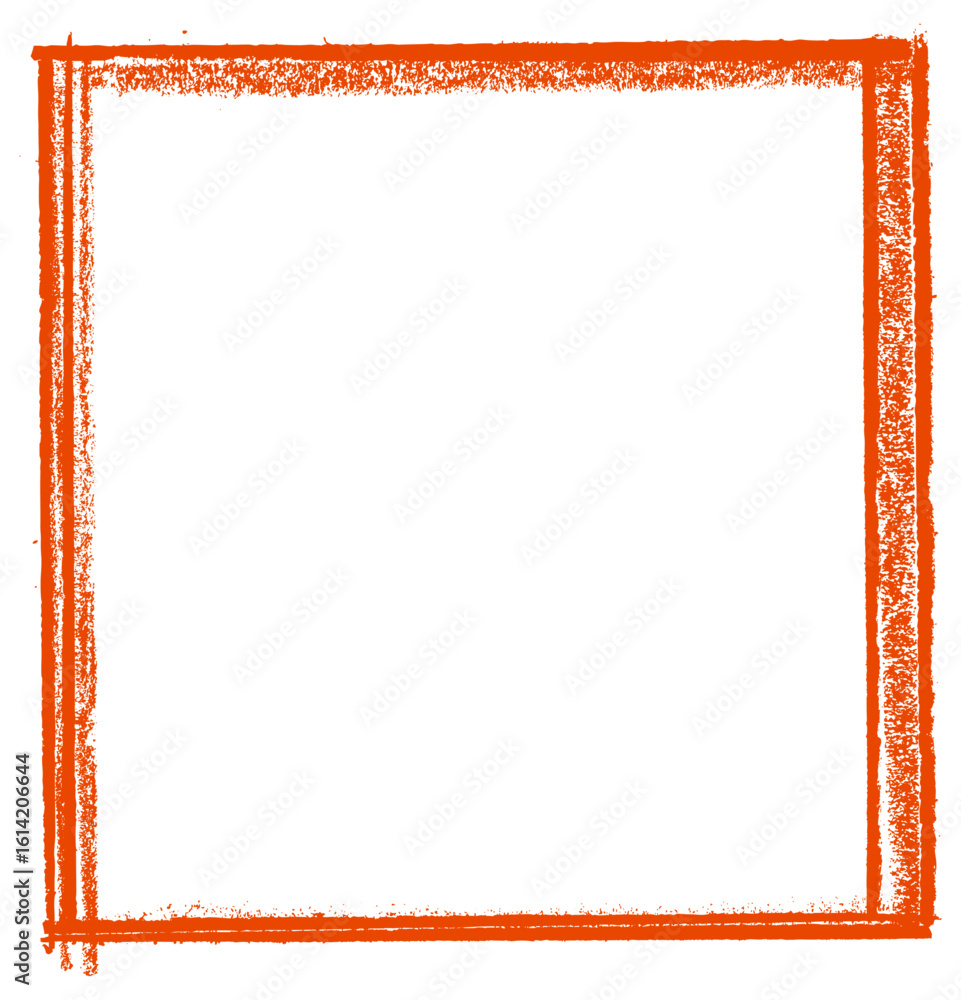 Poster bright orange square frame with crayon texture and sketchy edges. vector illustration for creative d
