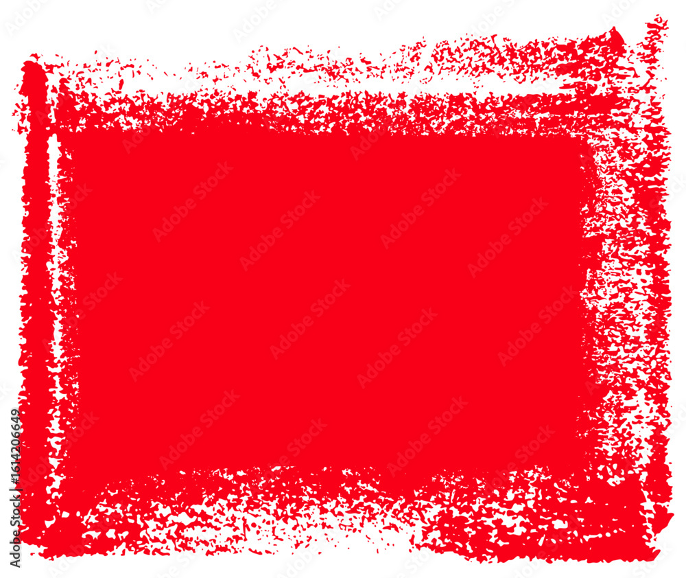 Poster distressed red rectangular brush frame with rough texture and splatter effect. vector illustration f
