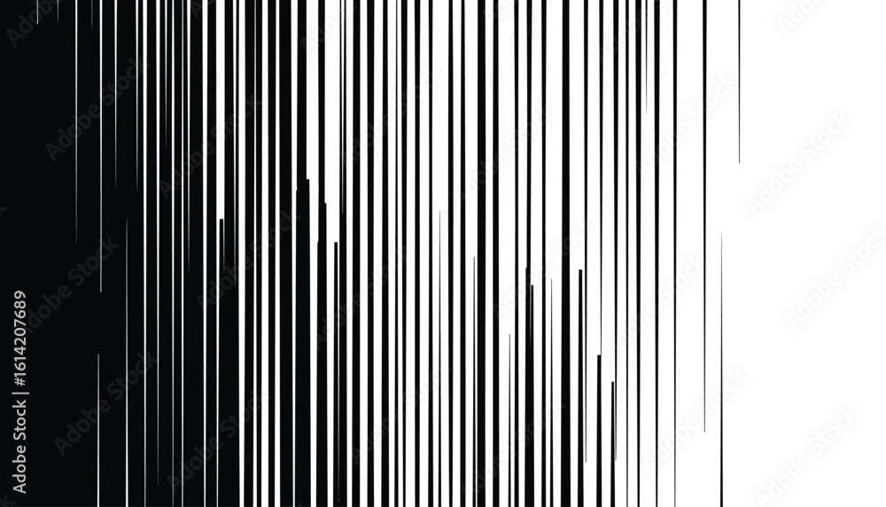 Poster monochrome vertical lines gradient, abstract pattern element, minimal style vector illustration