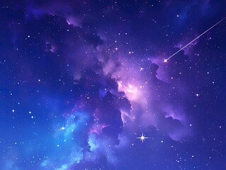 Galaxy Watercolor Vector Background in Purple, Blue and Pink with Stars for Print-on-Demand Digital Use