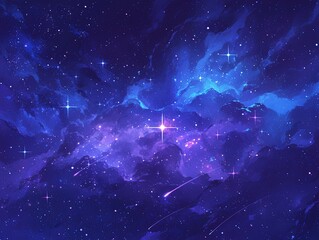 Galaxy Watercolor Vector Background in Purple, Blue and Pink with Stars for Print-on-Demand Digital Use