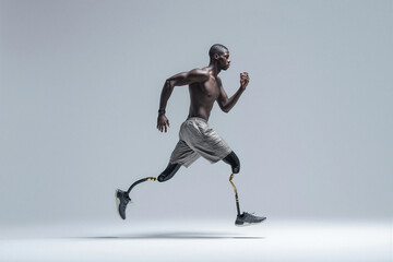 Athlete Running with Prosthetic Legs