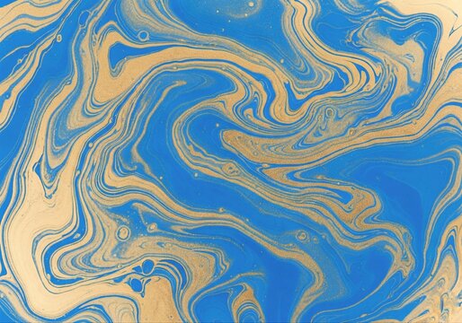 abstract blue background with waves, Abstract Fluid Art Background in Blue and Gold