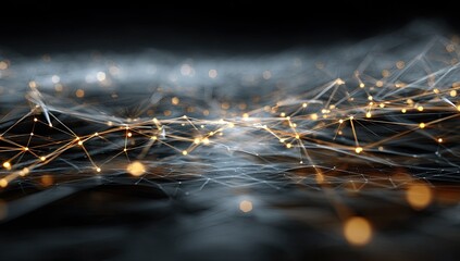 Abstract network of interconnected points and lines.  Complex digital design