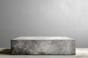 Concrete pedestal, studio, gray background, product display