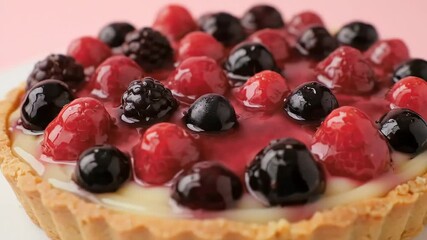 Tart with mixed berries and glossy glaze - Powered by Adobe
