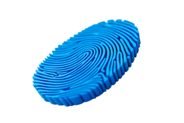 Blue Fingerprint Identity Security 3D Render on Transparent Background