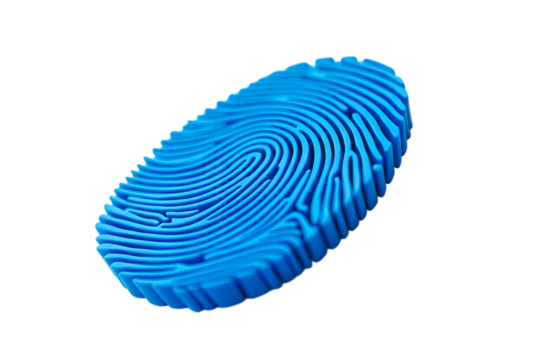 Blue Fingerprint Identity Security 3D Render on Transparent Background