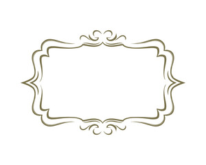 Ornamental Frame with Curved Corners, Olive Green Color, Decorative Design Element, Elegant Shape, Vector Illustration