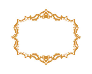 Ornate Gold Frame, Decorative Border with Swirl Details, Rectangular Shape, Isolated Vector Illustration