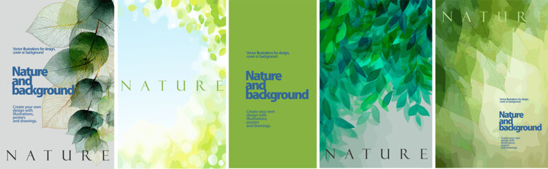 Elegant nature vector backgrounds with translucent leaves and green foliage. Perfect for eco design, posters, flyers, organic branding, and wellness projects.

