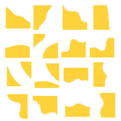 Set of golden yellow background torn paper for square poster or banner