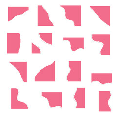 Set of pink background torn paper for square poster or banner