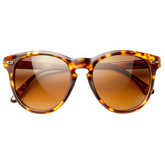 Stylish tortoiseshell sunglasses with brown gradient lenses, a classic fashion accessory isolated on transparent background
