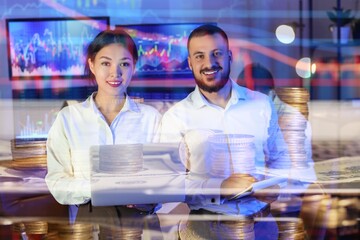 Double exposure of money and traders in office