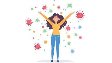 Female character surrounded by germ virus