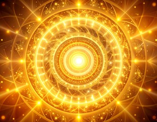 Golden circular design with intricate details