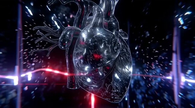 realistic heart floating in mid-air, with each beat causing the background and camera to shake subtly, like a tremor in reality, ambient lighting,4k