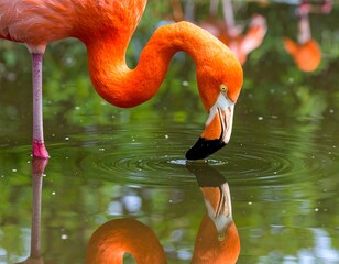 Close-up of a flamingo drinking