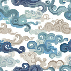 Traditional Korean Cloud Pattern &ndash; Seamless Oriental Textile Motif
