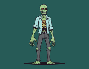Creepy Zombie Standing Alone – Full Body Undead Character Illustration