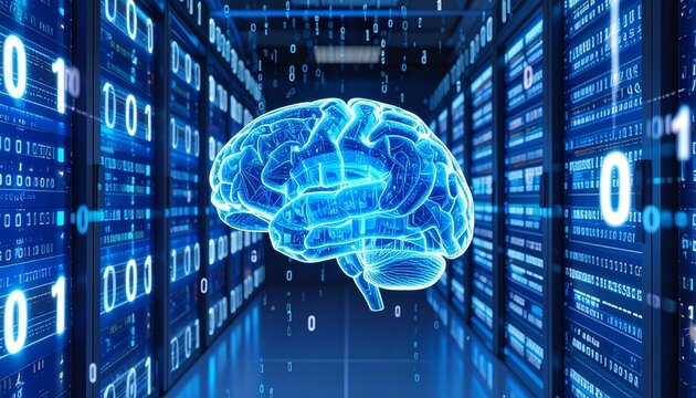 Digital consciousness in server room - Powered by Adobe