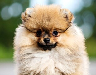 Close-up of a fluffy Pomeranian puppy