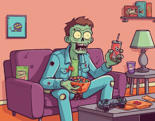 Creepy Zombie Standing Alone – Full Body Undead Character Illustration