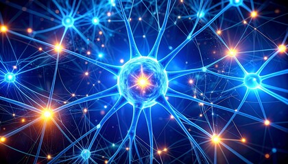 Electric brain neurons firing impulses