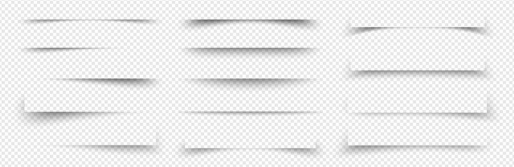 Soft drop shadow casts around paper sheet mockup. White surface with realistic edge and blur effect. Minimal frame layout for product, book or card template. Clean vector design.