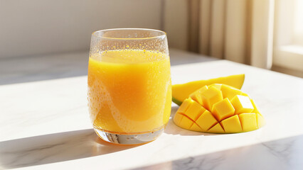 Close-Up of Refreshing Mango Juice